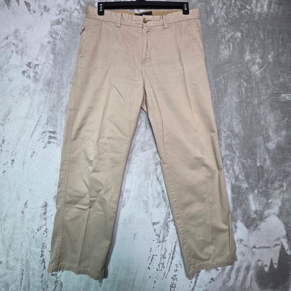 Weatherproof Mens Khaki Tan Cotton Canvas Carpenter Utility Pants 34x30